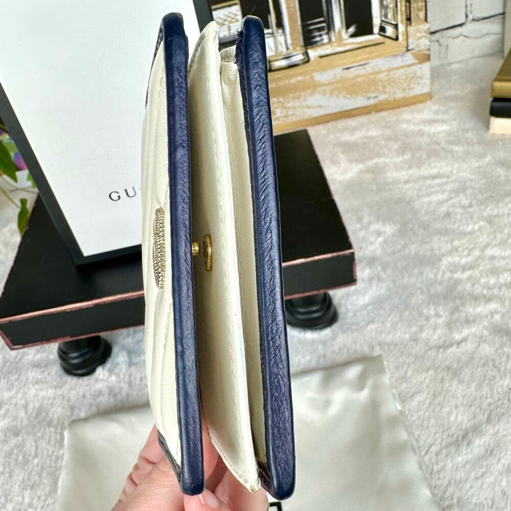 Gucci Marmont cream and blue Leather Compact Wallet RARE! - Picture 7 of 16